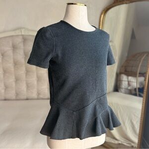 J.Crew‎ Gray Peplum Top Short Sleeve Career Casual Work Office Blouse